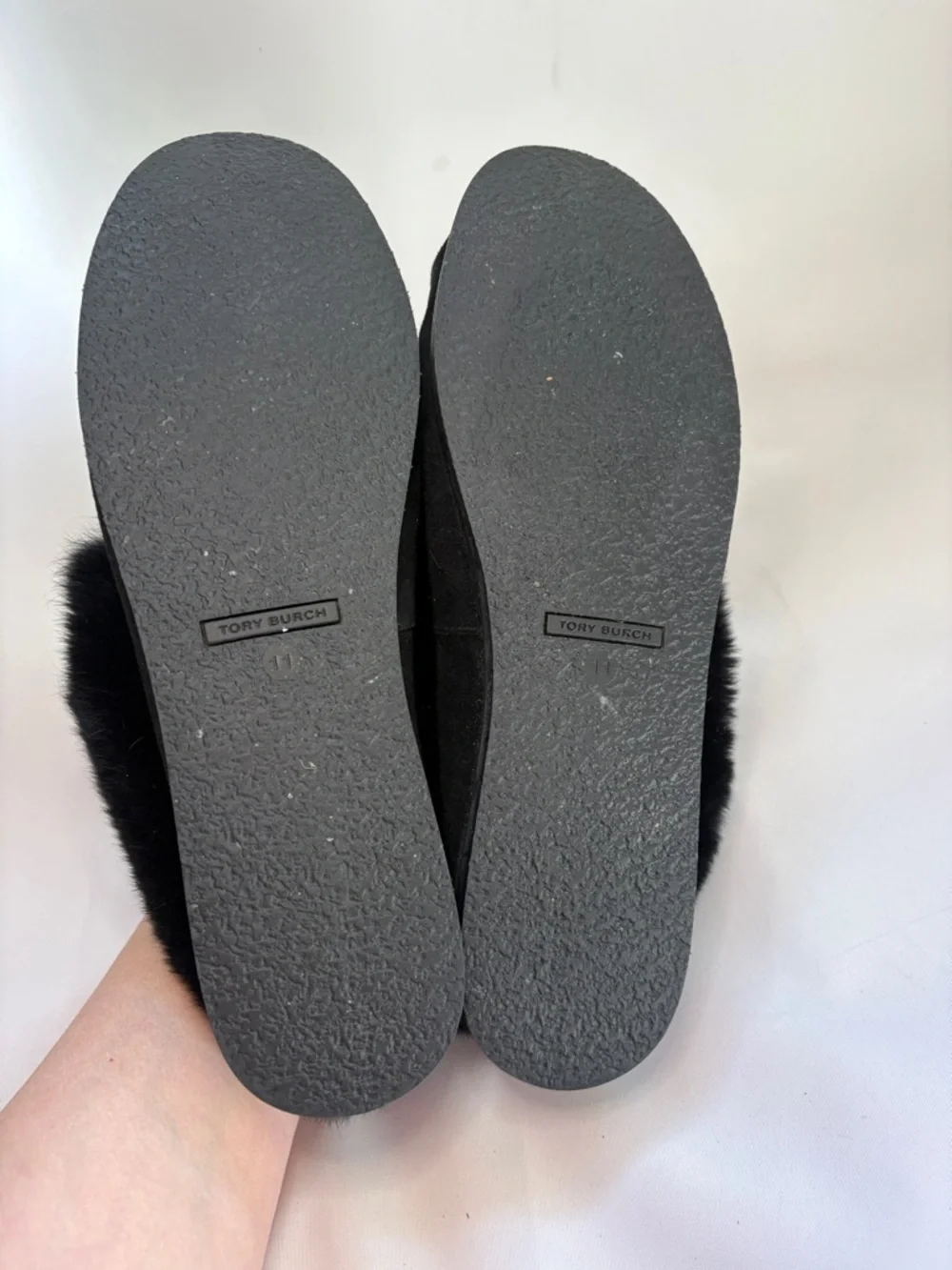 Tory Burch Aberdeen Fur-Lined Suede Slipper Size‎ 11